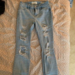 Light-Wash Ripped Jeans